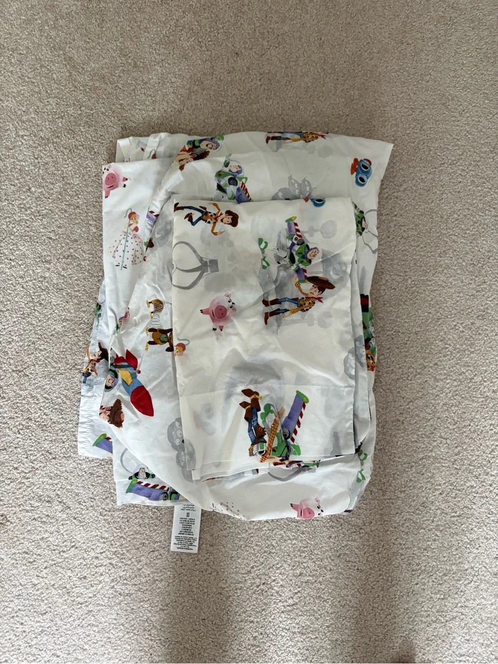 Pottery Barn Kids Blue Toy Story Quilt Panel with Woody, Buzz & Jessie